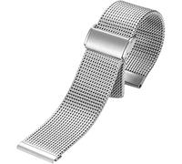 OVLIIYWZY Watch Strap Adjustable Stainless Steel Mesh Replacement Watch Band Breathable and Waterproof Universal Strap Width 18-22mm Silver color-21mm