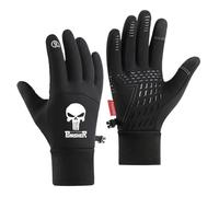 Ovlize Ski Gloves Pun.ish-er, Winter Warm Gloves, Cold Day Running Gloves for Men and Women, Ski(Black,XL)