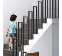 OVLRIJP Stair Railing Indoor, U-Shaped Stair Rail, Metal Bannister Rail for Stairs, Handrails for Stairs, Hand Rail U Shape for Loft, Porch, Balcony,Indoor, Outdoor (Black, 110cm)
