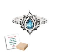 OVNMFH Begin Again Lotus Ring, Same Girl Same Name Lotus Ring S925, No Mud No Lotus Ring, Jewelry Gifts for Women (Blue,6)