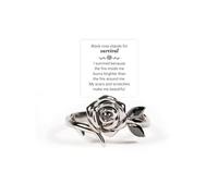 OVNMFH Burned and Survived Self-Love Black Rose Ring, 925 Sterling Silver Lucky Rose Flower Embrace Ring, Black Self Love Rings, Inspirational Jewelry Gift for Women (10)