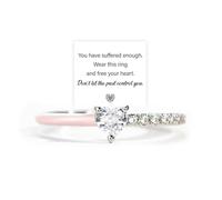 OVNMFH Don't Let The Past Control You Black Heart-Cut Half Enamel Ring, You Have Suffered Enough, S925 Sterling Black Heart Self-Love Ring, Jewelry Birthday Gifts for Women, Friends (Pink,6)