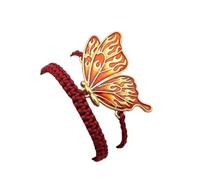 OVNMFH Enchanted Butterfly Knit Bracelet, Handmade Butterfly Macrame Bracelet, Adjustable Charm String Butterflys Bracelets Jewelry Gift for Women (Red)