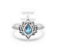 OVNMFH Fuck My Trauma Lotus Ring, 925 Sterling Silver No Mud No Lotus Ring, Unique Lotus Ring Reminds You to Let Go of Your Trauma in a Playful Way, Jewelry Gifts for Women Sisters (Blue,7)
