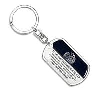 OVNMFH Keepsake for Granddaughter Keychain, To My Badass Granddaughter Keychain, Stainless Steel Dog Tags Keychain, Granddaughter Gifts from Grandma Grandpa (Silver,Granddaughter)