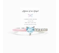 OVNMFH Mama of an Angel Pink Heart Ring, Self Love Heart-Cut Half Enamel Ring, S925 Sterling Silver Heart Rings Self-Love Ring Gift, Jewelry Birthday Gifts for Women (Blue Heart Pink,6)