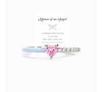 OVNMFH Mama of an Angel Pink Heart Ring, Self Love Heart-Cut Half Enamel Ring, S925 Sterling Silver Heart Rings Self-Love Ring Gift, Jewelry Birthday Gifts for Women (Pink Heart Blue,8)