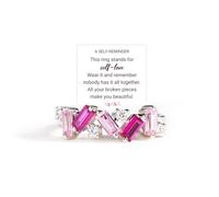 OVNMFH Nobody Has It All Together Pink Band Ring, S925 Plated with 18K White Gold Irregular Pink Self Love Ring, All Your Broken Pieces Make You Beautiful, Pink Jewelry Gift for women (7)