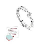 OVNMFH Tied By Angel'S Hands Two-Tone Knot Ring, S925 Sterling Silver Adjustable Micro-paved rhinestones Interlocking Ring, Mother & Daughter Forever Linked Bond Knot Ring Jewelry Gifts (Silver)