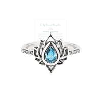 OVNMFH to My Dearest Daughter, from Mom to Daughter No Mud No Lotus Ring, S925 Sterling Silver Lotus Flower Yoga High Polish Tarnish Resistant Zircon Inlaid Ring, Jewelry Gifts for Women (Blue,5)