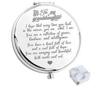 OVNMFH to My Granddaughter - Reflection Engraved Hand-Held Folding Mirror, Stainless Steel Compact Pocket Mirror, Folding Pocket Mirror Encouragement Gifts from Grandparents (Silver)