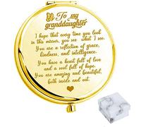 OVNMFH to My Granddaughter - Reflection Engraved Hand-Held Folding Mirror, Stainless Steel Compact Pocket Mirror, Folding Pocket Mirror Encouragement Gifts from Grandparents (Gold)