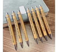 OVNMFH Ultimate Set of Engraved Pens for Sarcastic Souls, 7-PCS Funny Bamboo Wood Ballpoint Pen, 7 Days A Week Bamboo Pen, Funny Pens-Daily Pen Set