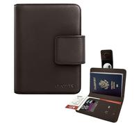 OVNTHYK Passport Holder for Travel - Genuine Leather Passport Holder with Hidden AirTag Pocket, Rfid Blocking Passport Cover Travel Wallet for Women Men (Coffee Brown)