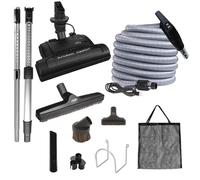 OVO Central Vacuum Carpet Deluxe Kit, 35ft High Voltage Hose with Pigtail, On-Off Switch at The Handle, 6 Adjustable Heights Electric Carpet Beater, 12’’ Floor Brush and Accessories, Black
