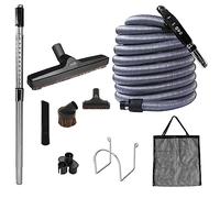OVO Central Vacuum Deluxe Accessory Kit, 35ft ON/Off Switch Control Low-Voltage Hose, 12’’ Premium Floor Brush, Cleaning Tools and Easy Storage Accessories, for Hard Surfaces