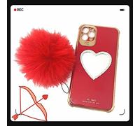OvOHapia Makeup Mirror Mobile Phone Case, Luxurious Bling Heart-Shaped Mirror Phone Case for iPhone (For iPhone 13 Pro,Red)