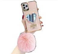OvOHapia Makeup Mirror Mobile Phone Case, Luxurious Bling Heart-Shaped Mirror Phone Case for iPhone (For iPhone Xs Max,Pink)