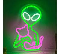 OvoNinn Alien Neon Sign Dimmable Cat Alien Neon Lights Cat LED Signs for Game Room Man Cave Home Bar Party Light Up Sign Neon Wall Art Decor Gifts