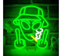 OvoNinn Alien Neon Sign Green Alien LED Neon Signs for Wall Decor Dimmable Neon Lights Signs for Bedroom USB Powered Light Up Sign Man Cave Bar Party Hip Hop Home Wall Decor