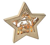 Ovootok Christmas Nativity Scene Ornament, 3D Wooden Star LED Christmas Decorations for Indoor, Rustic Nativity Set Christmas Decor, Religious Nativity Scene Decor for Shelves Tables Fireplace (A)