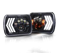 OVOTOR 7x6 LED Headlights 55W Square 5x7 inch Headlights with White&Amber Arrow DRL Dynamic Sequential Turn Signal for Wrangler YJ XJ Toyota GMC Trucks H6054 H5054 H6054LL