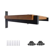 OVOV 2 Pcs Floating Shelf Bracket 12 Inch Heavy Duty Black Wall Brackets for Shelves Industrial Shelving Brackets Metal Shelf Support with Lip