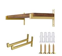OVOV 2 Pcs Metal Shelf Brackets Heavy Duty Industrial Wall Mounted Floating Shelf Brackets (Gold) 8"