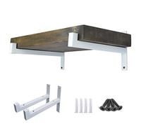 OVOV 2 Pcs Metal Shelf Brackets Heavy Duty Industrial Wall Mounted Floating Shelf Brackets (White) 8"