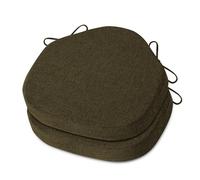 OVOV Chair Cushions for Dining Chairs Set of 2 Windsor Seat Cushion for Kitchen Room Thick Textured Kitchen Seat Pads with Ties and Non-Slip Bottom(42x39.5 cm/16x15 Inch Khaki)