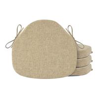 OVOV Chair Cushions for Dining Chairs Set of 4 Windsor Seat Cushion for Kitchen Room Chair Thick Textured Chair Pads with Ties and Non-Slip Bottom(42x39.5 cm/16x15 Inch Beige)