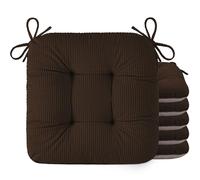 OVOV Chair Cushions for Dining Chairs Set of 6 Chair Cushion with Ties and Non-Slip Backing Tufted Thick Kitchen Chair Pads Made of Soft Fabric 42x40x8cm/17x16x3inch (Coffee)