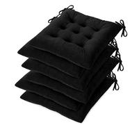 OVOV Chair Cushions for Dining Chairs Set of 6 Tufted Indoor Chair Pads with Ties Soft Square Seat Cushions for Kitchen Chairs 15.5"x15.5",Black