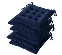 OVOV Chair Cushions for Dining Chairs Set of 6 Tufted Indoor Chair Pads with Ties Soft Square Seat Cushions for Kitchen Chairs 15.5"x15.5",Navy