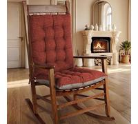 OVOV Non-Slip Rocking Chair Cushion Extra Large Chair Pads with High Back Linen Cushion for Rocking Chair set of 2 Brick