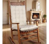 OVOV Non-Slip Rocking Chair Cushion Extra Large Chair Pads with High Back Linen Cushion for Rocking Chair set of 2 White