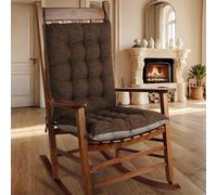 OVOV Non-Slip Rocking Chair Cushion Extra Large Chair Pads with High Back Linen Cushion for Rocking Chair set of 2 Coffee