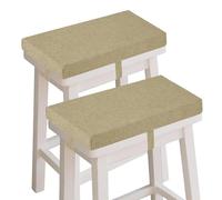 OVOV Set of 2 Bar Stool Cushions Rectangle Saddle Stool Cushion with Straps Non-Slip 2" Thick High-Resilience Foam with Machine Washable Cover 45.5 x 24cm/18" x 9.5" (Beige)