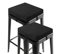 OVOV Set of 2 Bar Stool Cushions Square Non-Slip Cushions for Bar Stools with Ties Small Seat Pads with Washable Cover 12" x 12" (Black)