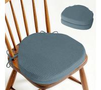 OVOV Windsor Chair Cushions for Dining chairs Set of 2 42x39.5cm Blue | Textured, Non Slip Design, with Removable Washable Cover and Ties, for Kitchen Dining Room, for Wooden and Folding Chairs