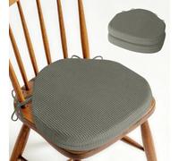 OVOV Windsor Chair Cushions for Dining chairs Set of 2 42x39.5cm Grey | Textured, Non Slip Design, with Removable Washable Cover and Ties, for Kitchen Dining Room, for Wooden and Folding Chairs