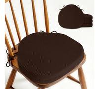 OVOV Windsor Chair Cushions for Dining chairs Set of 4 42x39.5cm Brown | Textured, Non Slip Design, with Removable Washable Cover and Ties, for Kitchen Dining Room, for Wooden and Folding Chairs