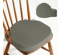 OVOV Windsor Chair Cushions for Dining chairs Set of 4 42x39.5cm Grey | Textured, Non Slip Design, with Removable Washable Cover and Ties, for Kitchen Dining Room, for Wooden and Folding Chairs