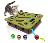 OVRRCSME Interactive Soft Felt Cat Puzzle Toy with Ball and Bell，Cat Toy Box for Indoor Cats and Kittens，Indoor Hunting Play Toy to Stimulate Your Cat’s Energy and Instincts (Green+Orange Power Ball)