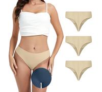 OVRUNS Camel Toe Underwear Thong for Women 3 Pack Cameltoe Proof Concealer Thongs No Show Panties Seamless Workout Underwear, 3pack Light Skin, XS