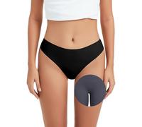 OVRUNS Seamless Thongs for Women No VPL Knickers High Waisted Invisible Underwear Black