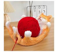 OVS4U 3D Cute Cat Yarn Bowl for Crocheting, Hand-Carved Resin Kitties Yarn Storage Holder, Purr-FECT Gift for Cat and Crochet Lovers
