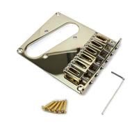 OVSAL Fixed Electric Guitar Bridge Zinc Alloy Saddle Steel Baseplate 10.5mm 6-string Guitar hardtail Bridge Compatible with Fender Telecaster Tele Style Electric Guitar Replacement Parts Gold