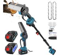 Ovshnrr 2 in 1 Cordless Pole Saw & 6 inch Mini Chainsaw, 4.9-6.8FT Telescoping Branch Cutter with 2PCS 4000mAh Batteries and a Charger, Brushless Pole Saw for Tree Trimming, Wood Cutting