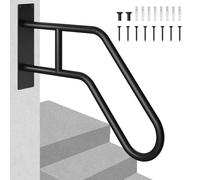 Ovshnrr Handrails for Outdoor Steps, Wall Mount Metal Hand Rail 1-3 Steps Non-Slip Safety U-Shape Grab Bars Handrails Stair Railing Indoor for Kids, Pregnant Women, Elderly, Disabled